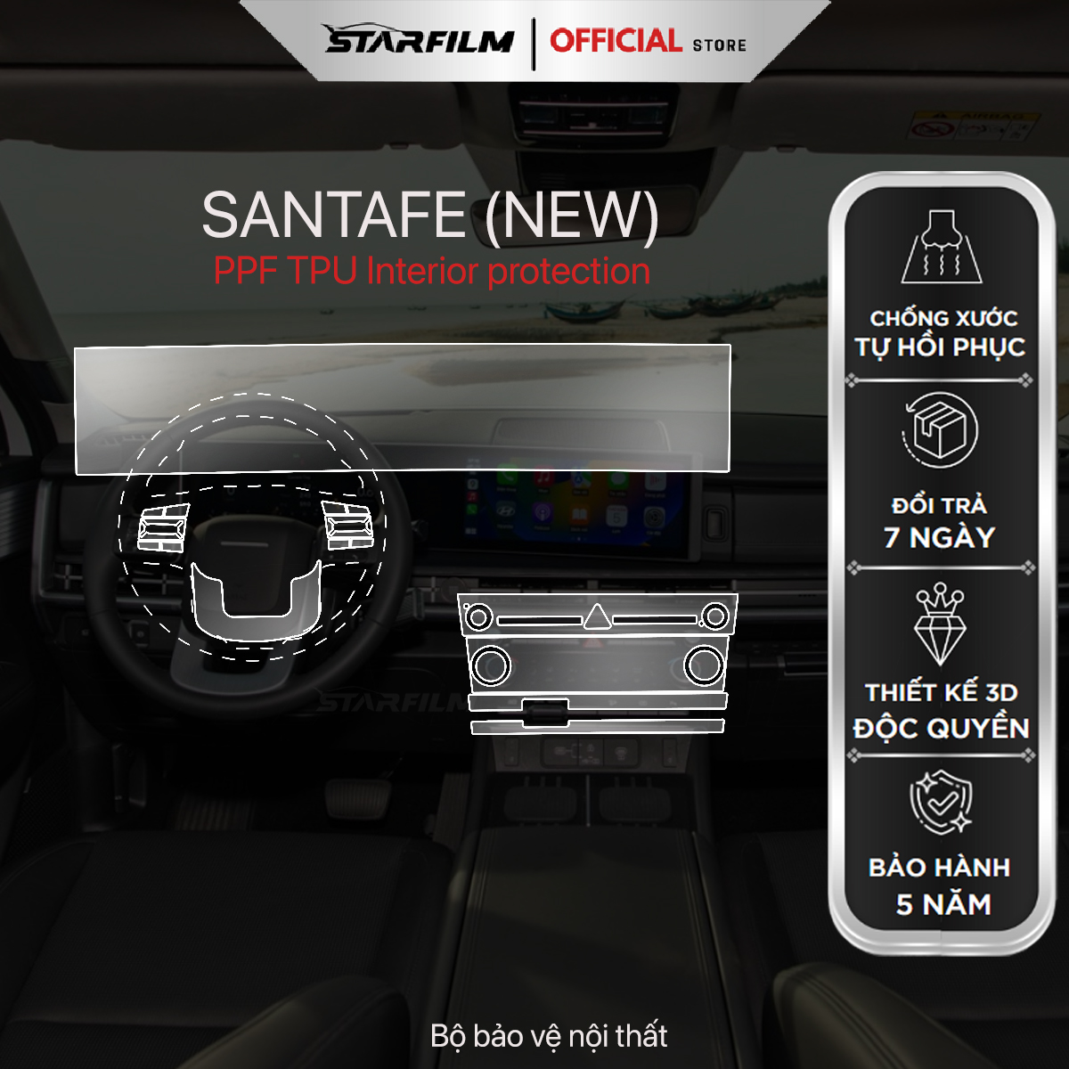 HYUNDAI SANTAFE 2025 (NEW) PPF TPU chống xước tự hồi phục STARFILM